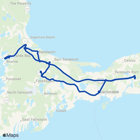 Cape Cod RTA Sandwich Line map