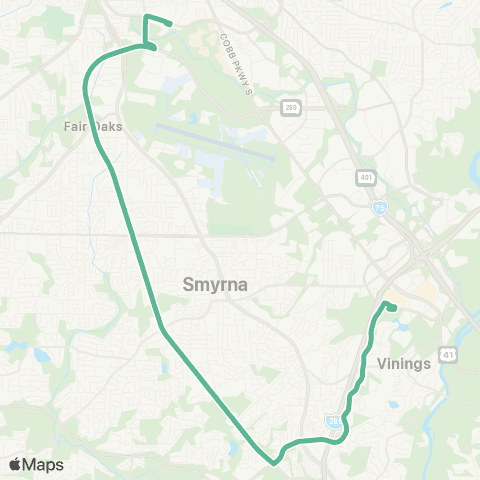CobbLinc CTC - MTC via S. Cobb Drive map