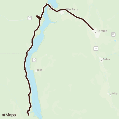 CCTDOT Inchelium-Colville Shuttle map