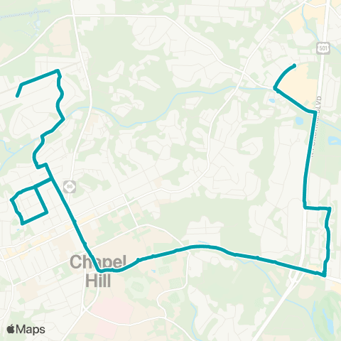 Chapel Hill Transit A - Martin Luther King Jr. Blvd / Northside / Univ Pl map