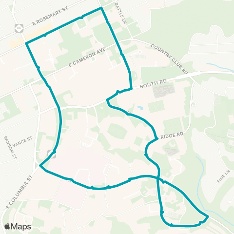 Chapel Hill Transit U - Campus Shuttle map