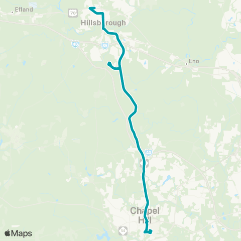 Chapel Hill Transit 420 - Hillsborough-Chapel Hill map