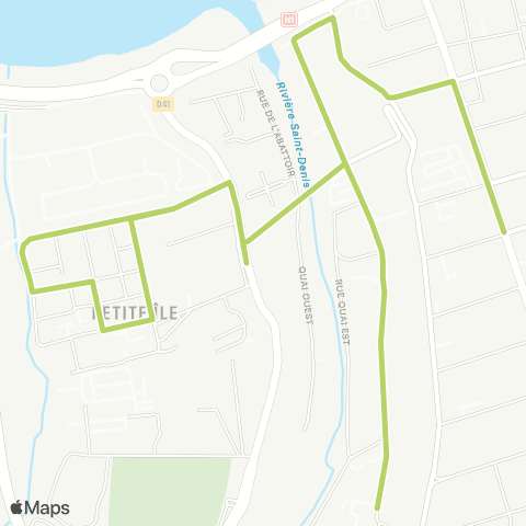 Citalis Bas de la Rivière <> Hôtel de ville de St-Denis map