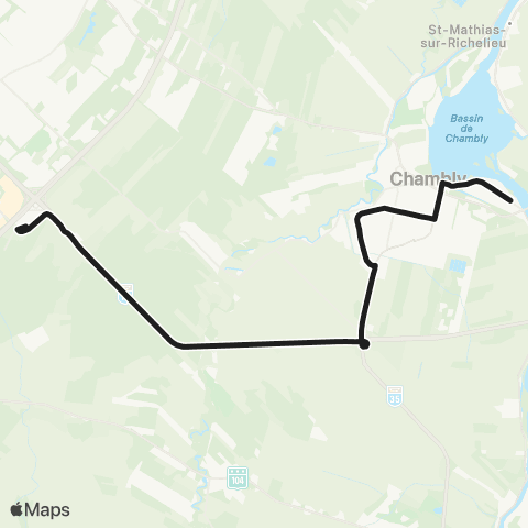 exo Chambly-Richelieu-Carignan Chambly (Lebel - Fréchette) - Terminus Brossard map