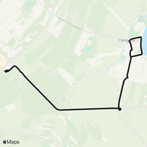 exo Chambly-Richelieu-Carignan Chambly (Daigneault - Martel) - Terminus Brossard map