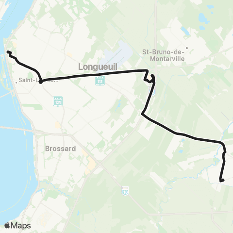 exo Chambly-Richelieu-Carignan Chambly - Terminus Longueuil map