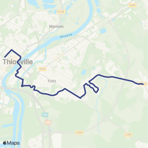 TeMo'B (Citéline) Kuntzig Gare <-> Thionville Foch map