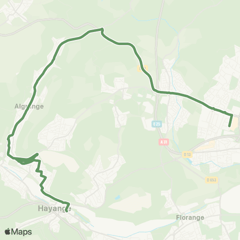 TeMo'B (Citéline) Hayange Esplanade <-> Thionville Maillet map