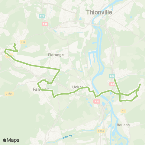 TeMo'B (Citéline) Bertrange Carrefour <-> Hayange Maryse Bastié map