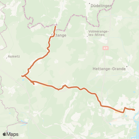 TeMo'B (Citéline) Thionville Foch <-> Ottange Cité St Paul map