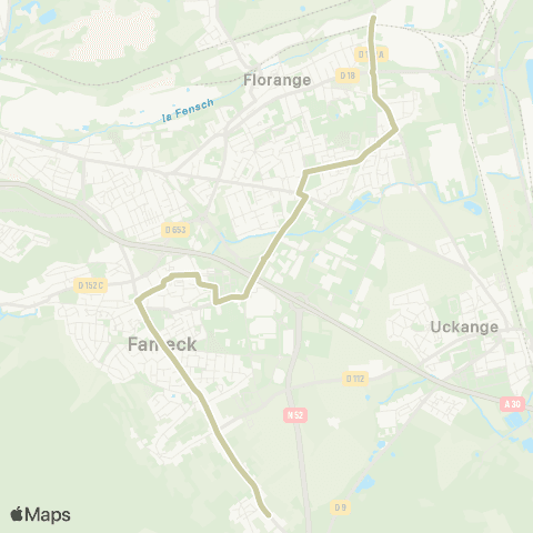 TeMo'B (Citéline) Fameck Budange <-> Florange Moulin Daspich map