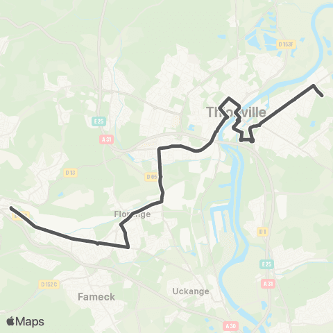 TeMo'B (Citéline) Hayange Esplanade <-> Yutz Aéroparc map