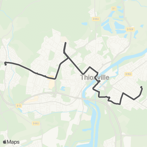 TeMo'B (Citéline) Metzange P+R <-> Yutz Arc en Ciel map