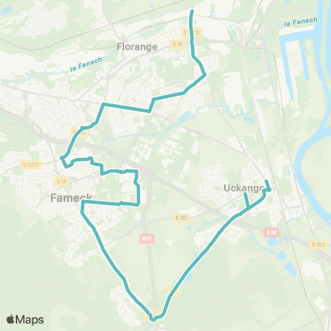 TeMo'B (Citéline) Uckange Gare SNCF <-> Florange Moulin Daspich map