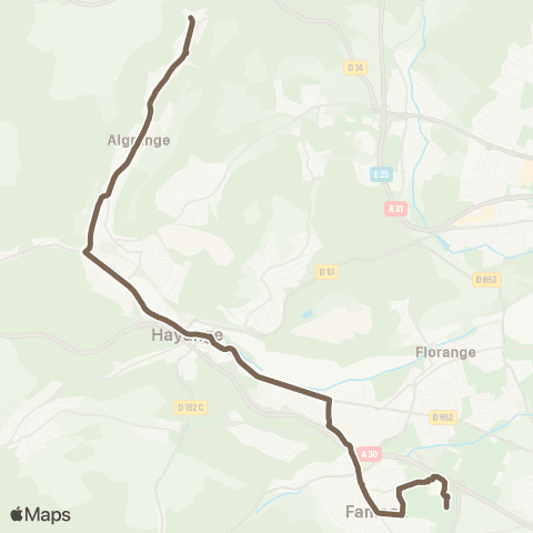 TeMo'B (Citéline) Algrange Terminus <-> Fameck Feltiere map