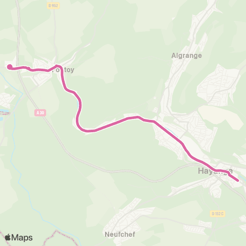 TeMo'B (Citéline) Fontoy Super U <-> Hayange Hôpital map