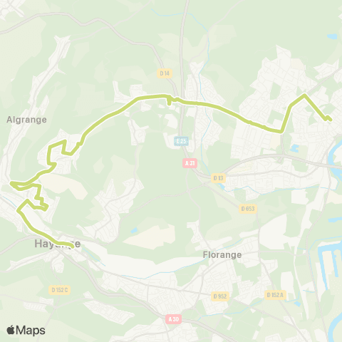 TeMo'B (Citéline) Hayange Esplanade - Thionville Foch (via Konacker) map