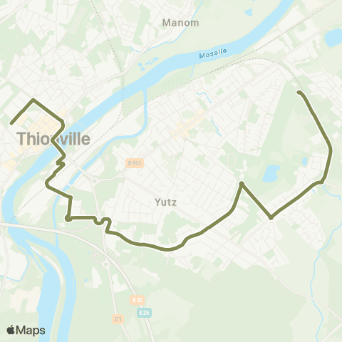 TeMo'B (Citéline) Yutz Aéroparc <-> Thionville Foch map