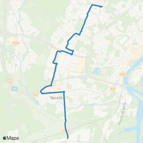 TeMo'B (Citéline) Florange Moulin Daspich <-> Thionville Bel Air map