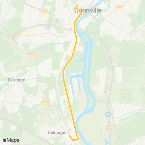 TeMo'B (Citéline) Uckange Gare <-> Thionville Foch map