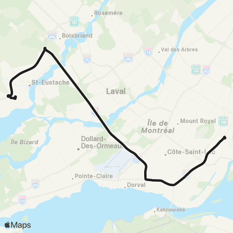 exo Laurentides Service Express Ctre-Ville / Deux-Montagnes map