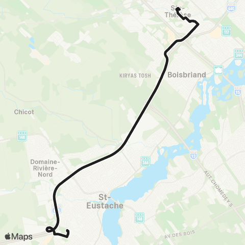 exo Laurentides Deux-Montagnes - Sainte-Thérèse Express map