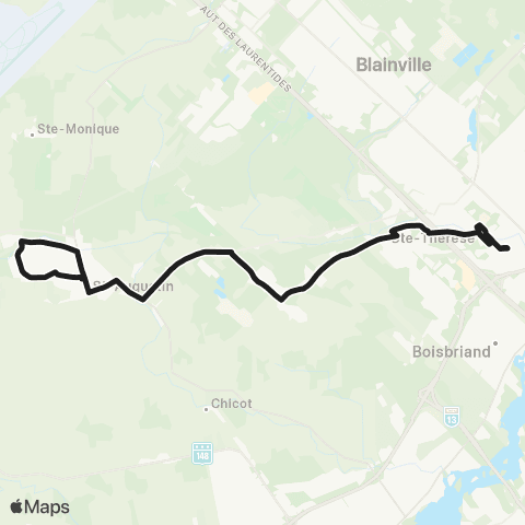 exo Laurentides Mirabel (St-Augustin) - Sainte-Thérèse map