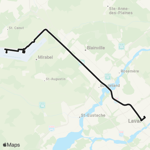 exo Laurentides Aérocité YMX Express map