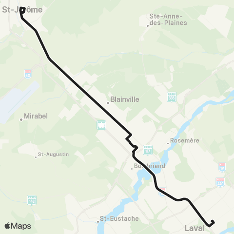 exo Laurentides Saint-Jérôme - Laval map