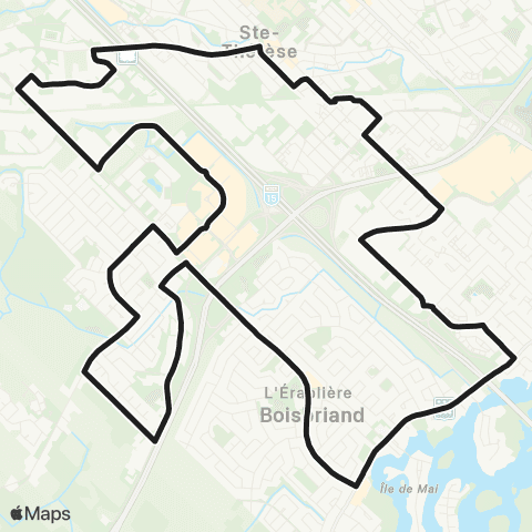 exo Laurentides Boisbriand Sud - Boisbriand Nord map