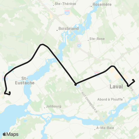 exo Laurentides Deux-Montagnes - Laval Express map