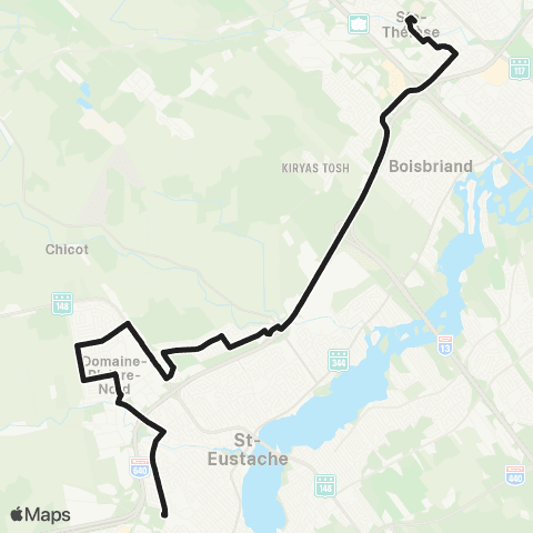 exo Laurentides Deux-Montagnes - St-Eustache (N.) - Ste-Thérèse map