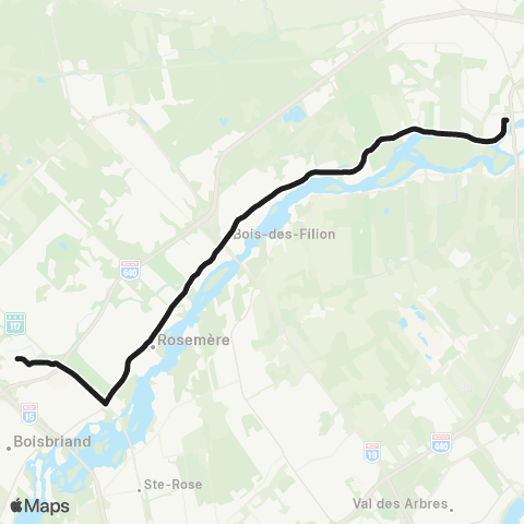 exo Laurentides Sainte-Thérèse - Terrebonne map