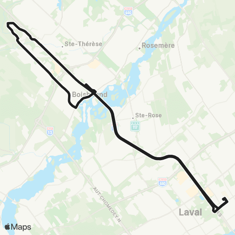 exo Laurentides Boisbriand - Laval map