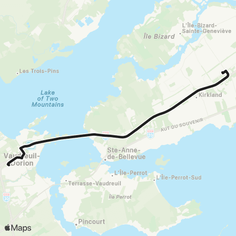 exo La Presqu'Île Gare Vaudreuil / Auto-Plaza-Brunswick map