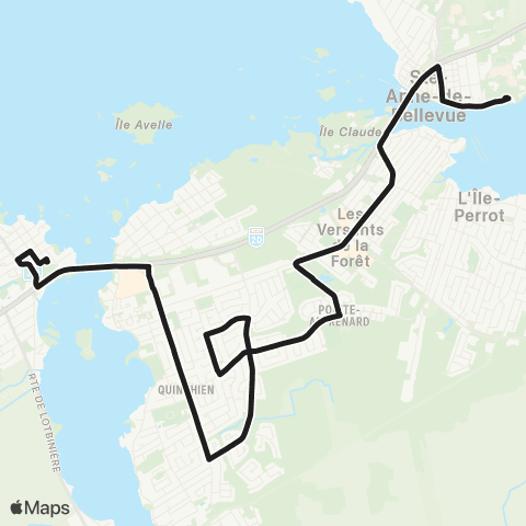 exo La Presqu'Île Dorion / Ste-Anne via l'Île Perrot map