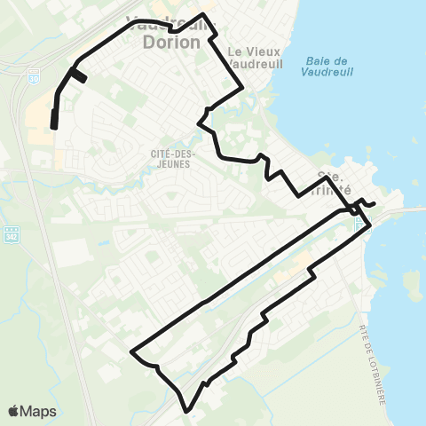 exo La Presqu'Île Vaudreuil / Gare Dorion via Valois P-G-l map