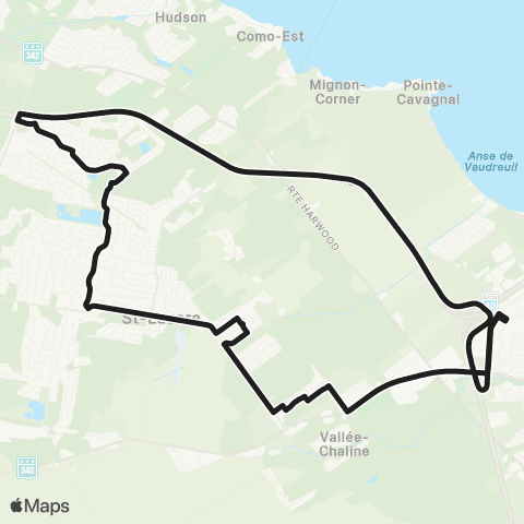 exo La Presqu'Île Terminus Vaudreuil - Saint-Lazare map