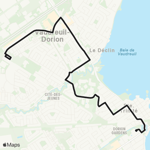 exo La Presqu'Île Terminus Vaudreuil - St-Charles - Dorion map