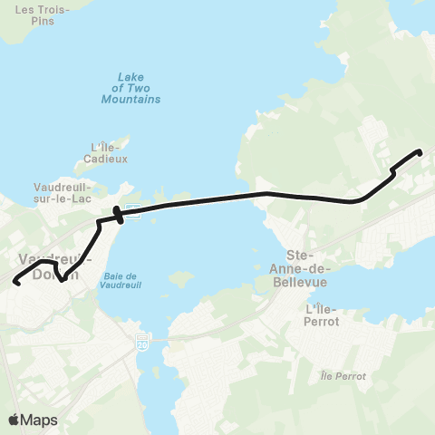 exo La Presqu'Île Terminus Vaudreuil - Bourget - Rem map