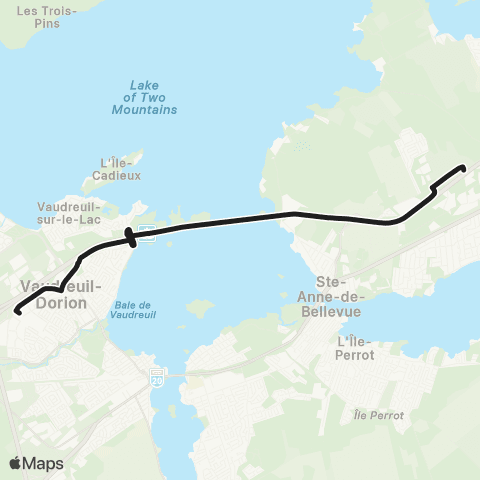 exo La Presqu'Île Terminus Vaudreuil - Rem map