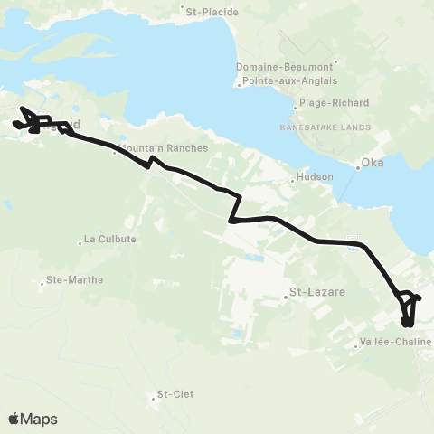 exo La Presqu'Île Rigaud - Terminus Vaudreuil map