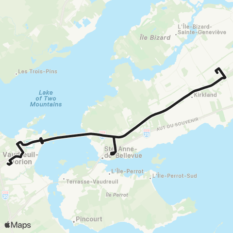 exo La Presqu'Île Gare Vaudreuil / John Abbott / Pointe-Claire map
