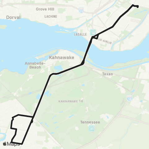 exo Sud-Ouest Châteauguay - Montréal map
