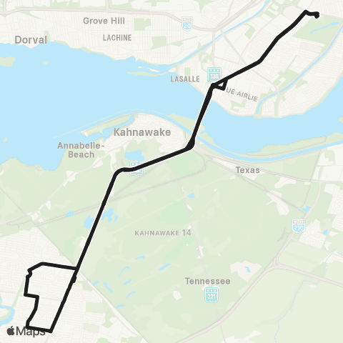 exo Sud-Ouest Châteauguay - Montréal map