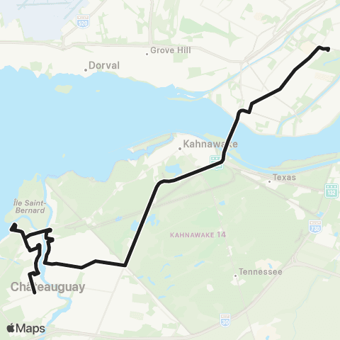 exo Sud-Ouest Châteauguay - Montréal map