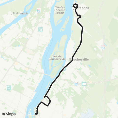 exo Sorel-Varennes Varennes - Longueuil map