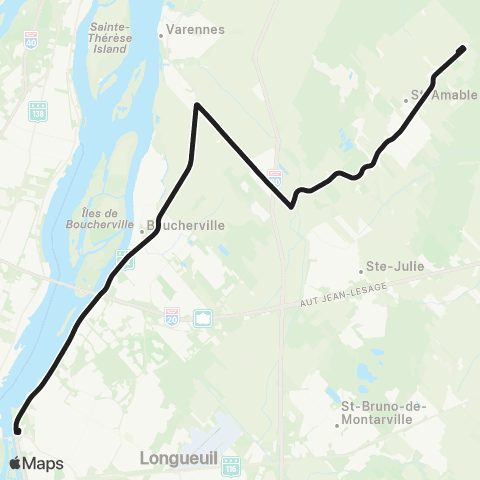 exo Sorel-Varennes Saint-Amable - Longueuil map