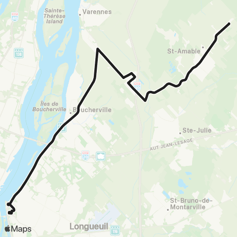 exo Sorel-Varennes Saint-Amable - Longueuil map