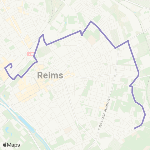 Grand Reims Mobilités Gare Clairmarais <> Faculté des Sciences map